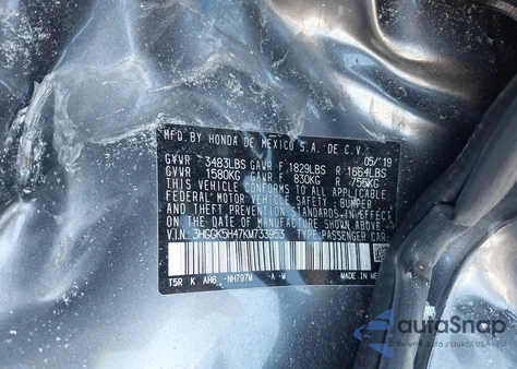 2019 Honda Fit Lx z USA, uszkodzony, nr VIN 3HGGK5H47KM733953